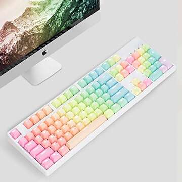 Pastel Keycaps 104 Keys Sunset Backlit Gradient Keycaps Thick PBT OEM Profile for Cherry MX Switches...