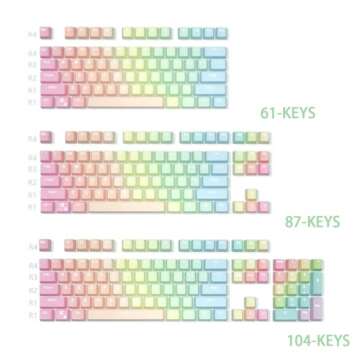 Pastel Keycaps 104 Keys Sunset Backlit Gradient Keycaps Thick PBT OEM Profile for Cherry MX Switches of Mechanical Keyboard 104 87 61 Only Keycaps(Rainbow)