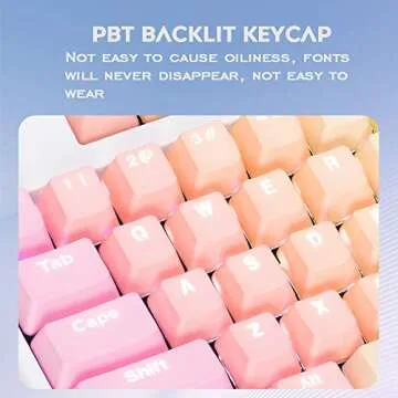 Pastel Keycaps 104 Keys Sunset Backlit Gradient Keycaps Thick PBT OEM Profile for Cherry MX Switches of Mechanical Keyboard 104 87 61 Only Keycaps(Rainbow)