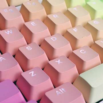 Pastel Keycaps 104 Keys Sunset Backlit Gradient Keycaps Thick PBT OEM Profile for Cherry MX Switches of Mechanical Keyboard 104 87 61 Only Keycaps(Rainbow)