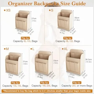 XL Felt Backpack Organizer Multi-Pocket Storage Solution