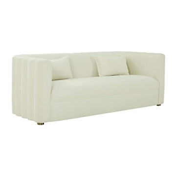 TOV Furniture Callie 29.1" H Modern Velvet Upholstered/Wood Sofa in Cream