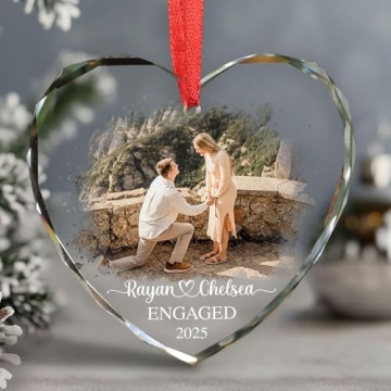 Engaging LOVELYPOD Personalized Glass Ornament for Couples