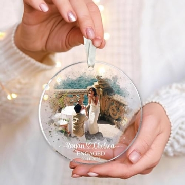 Engaging LOVELYPOD Personalized Glass Ornament for Couples