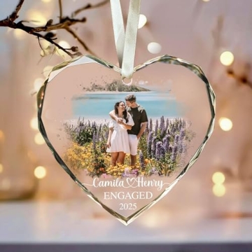 Engaging LOVELYPOD Personalized Glass Ornament for Couples