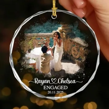 Engaging LOVELYPOD Personalized Glass Ornament for Couples