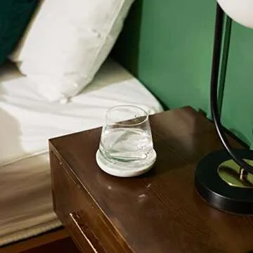 PHINILUX 𝟏𝟎𝟎% Round Marble Ring Dish, Trinket Dish Tray, Jewelry Holder, Nightstand Decor,4''D, Carrara White