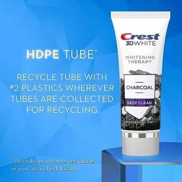Crest 3D White Whitening Therapy Charcoal Deep Clean Fluoride Toothpaste, Invigorating Mint, 3.5 Oun...