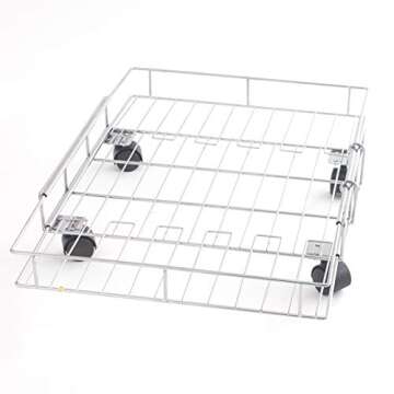 MSR Imports Expandable Rolling Metal Storage Basket-Home and Kitchen Storage Solution,Silver