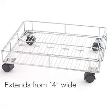 MSR Imports Expandable Rolling Metal Storage Basket-Home and Kitchen Storage Solution,Silver