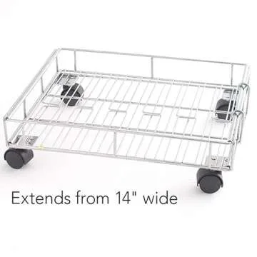 MSR Imports Expandable Rolling Metal Storage Basket-Home and Kitchen Storage Solution,Silver