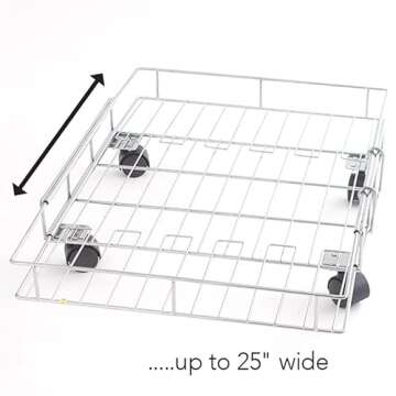 MSR Imports Expandable Rolling Metal Storage Basket-Home and Kitchen Storage Solution,Silver