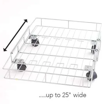 MSR Imports Expandable Rolling Metal Storage Basket-Home and Kitchen Storage Solution,Silver