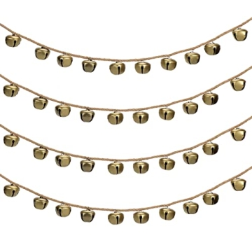 2 Pcs Christmas Jingle Bell Garland Wrought Bell Chime Gold Bell Garland Hanging Bell Antique Bells ...