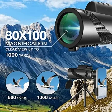 High Powered 80x100 HD Monocular for Wildlife