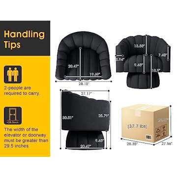 Dewhut Mid Century 360 Degree Swivel Cuddle Barrel Accent Sofa Chairs, Round Armchairs with Wide Uph...