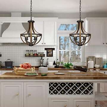 Modern Farmhouse Chandelier - Adjustable & Elegant Lighting