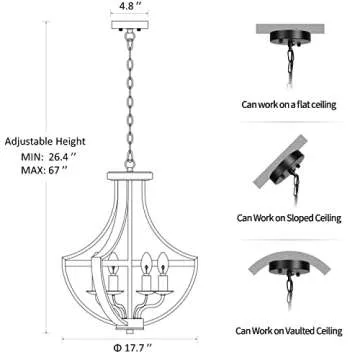 Modern Farmhouse Chandelier - Adjustable & Elegant Lighting