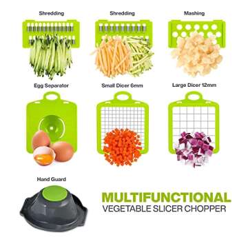 Culinary Cove 10 in 1 Vegetable Chopper - 8 Blade Mandolin Slicer, Onion Chopper, Veggie Cutter with...