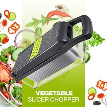 Culinary Cove 10 in 1 Vegetable Chopper - 8 Blade Mandolin Slicer, Onion Chopper, Veggie Cutter with Container, Gray