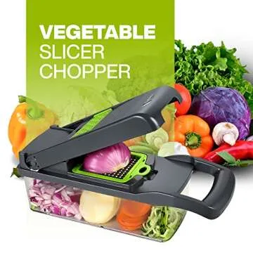 Culinary Cove 10 in 1 Vegetable Chopper - 8 Blade Mandolin Slicer, Onion Chopper, Veggie Cutter with Container, Gray