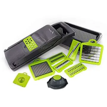 Culinary Cove 10 in 1 Vegetable Chopper - 8 Blade Mandolin Slicer, Onion Chopper, Veggie Cutter with Container, Gray