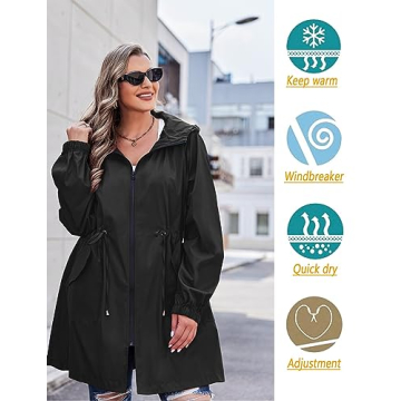 IN'VOLAND Women's Plus Size Rain Jacket with Pockets