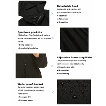 IN'VOLAND Women's Plus Size Rain Jacket with Pockets