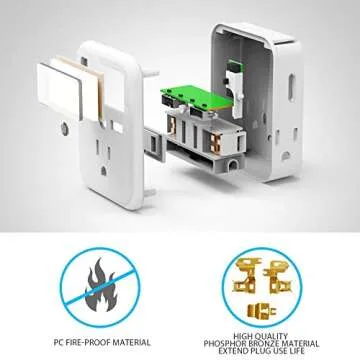 2 Pack VINTAR Socket Outlet Shelf Wall Outlet Extender with Built in Shelf, Multi Plug Outlet with Adjustable Night Light,3 Power Outlets 2 USB Ports,ETL Certified