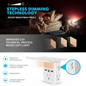 2 Pack VINTAR Socket Outlet Shelf Wall Outlet Extender with Built in Shelf, Multi Plug Outlet with Adjustable Night Light,3 Power Outlets 2 USB Ports,ETL Certified