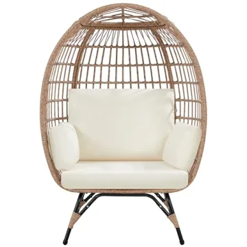 Yaheetech Egg Rattan Chair - Indoor/Outdoor Basket Lounge with Cushions