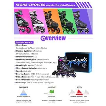 2PM SPORTS Vinal Girls Adjustable Inline Skates for Kids