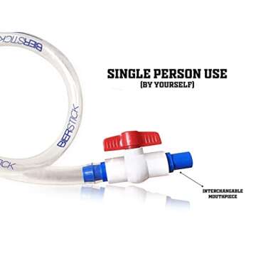 Beer Bong Tube and Funnel - with Valve, Optional Single or Double Header Y-Attachment, 5 Interchangeable Mouthpieces, Shotgun Keychain Tool - Kink-Free Hose for Bierstick Beerbong