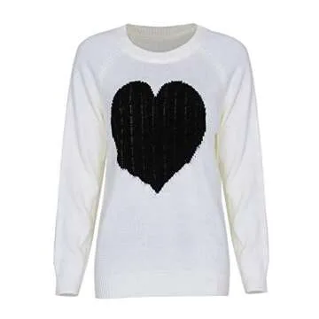 Cogild Women's Heart Design Pullover Sweater for All Occasions