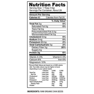 Nutiva Organic Premium Raw Ground Chia Seeds, 12 Oz, USDA Organic, Non-GMO, Whole 30 Approved, Vegan, Gluten-No & Keto, Nutrient-Dense Seeds with 3g Protein & 5g Fiber for Salads, Yogurt & Smoothies