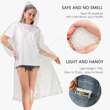 Durable Airpler Disposable Rain Ponchos for Family 10 Pack