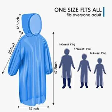 Durable Airpler Disposable Rain Ponchos for Family 10 Pack