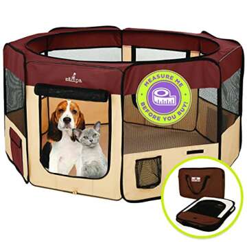 Zampa Dog Playpen Medium 45"x45" Pop Up Portable Playpen for Dogs and Cat, Foldable | Indoor/Outdoor...