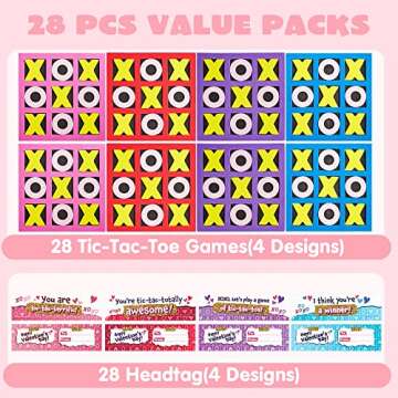 JOYIN 28 Pack Gifts Cards with Foam Tic-Tac-Toe Mini Board Game Toys, Tic Tac Toe for Party Favors, ...