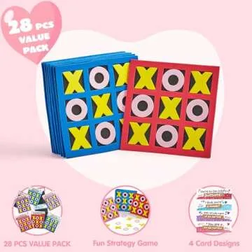 JOYIN 28 Pack Gifts Cards with Foam Tic-Tac-Toe Mini Board Game Toys, Tic Tac Toe for Party Favors, Goody Bag Fillers, Classroom Prizes, Classroom Exchange