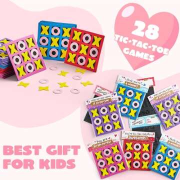 JOYIN 28 Pack Gifts Cards with Foam Tic-Tac-Toe Mini Board Game Toys, Tic Tac Toe for Party Favors, Goody Bag Fillers, Classroom Prizes, Classroom Exchange