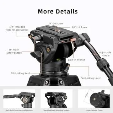 Cayer BV25LH Video Tripod System, 74 inch Carbon Fiber Kit