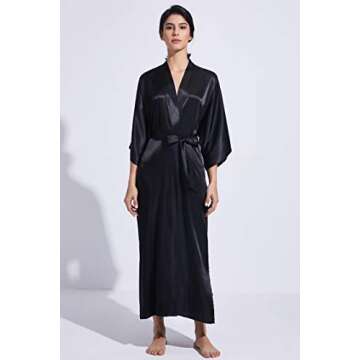 PRODESIGN Satin Kimono Robe Women Long Silky Kimono Bathrobe Sleepwear Wedding Bridesmaid Robe