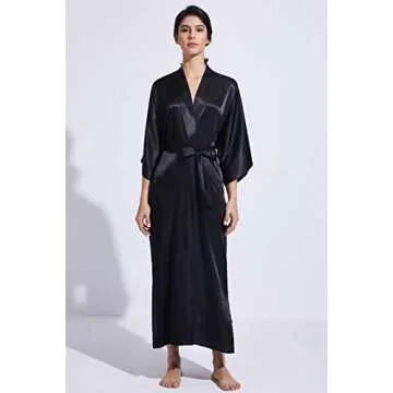 PRODESIGN Satin Kimono Robe Women Long Silky Kimono Bathrobe Sleepwear Wedding Bridesmaid Robe