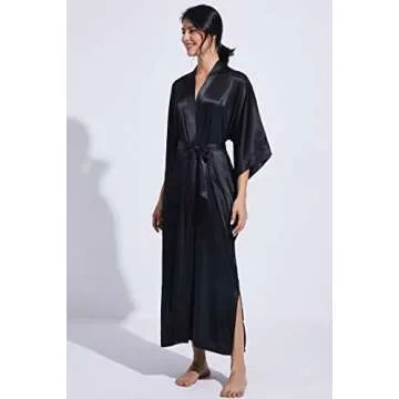 PRODESIGN Satin Kimono Robe Women Long Silky Kimono Bathrobe Sleepwear Wedding Bridesmaid Robe