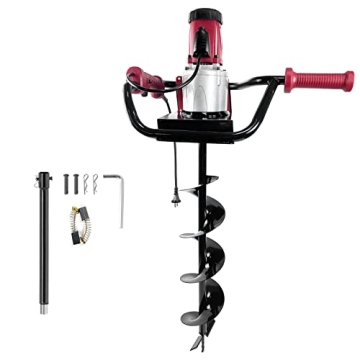 JACKCHEN 1500W Electric Post-Hole Digger with 6-Inch Auger Bit, Ideal for Easy Digging and Planting