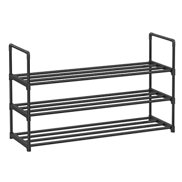 SONGMICS Shoe Rack, 3 Tier Shoe Organizer, Metal Shoe Storage Shelf for 15 Pairs of Shoes, Easy to A...