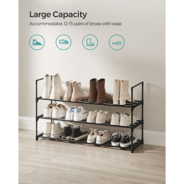 SONGMICS Shoe Rack - 3 Tier Organizer for 15 Pairs