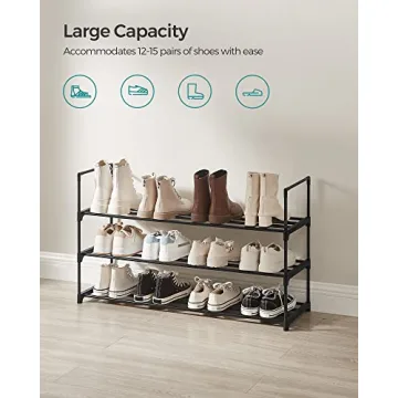 SONGMICS Shoe Rack - 3 Tier Organizer for 15 Pairs