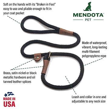 Mendota Slip Leash - Dog Lead & Collar Combo for Small Breeds